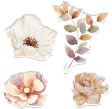 Illustration von vier Blumen und einem Blattzweig