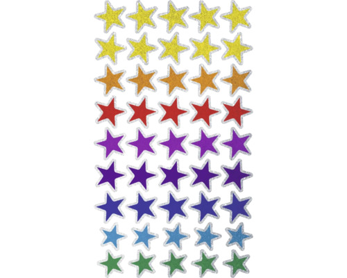 Mehrfarbige Sternaufkleber mit silbernem Rand