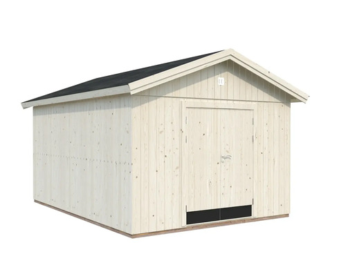 Gartenhaus aus Holz mit Satteldach und Tür