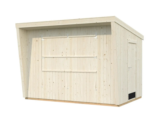 Holzgartenhaus mit Fensterluke und Tür