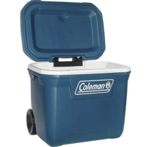 Kühlbox mit Rädern und offenem Deckel