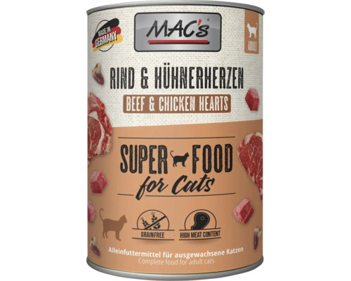 Mac's Katzenfutter Rind und Hühnerherzen Dose