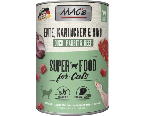 Mac's Katzenfutter Dose mit Ente, Kaninchen und Rind