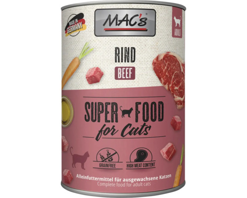 Mac's Rind Katzennahrung in Dose für ausgewachsene Katzen