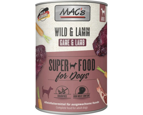 Mac's Hundefutter Wild und Lamm im Konservendose