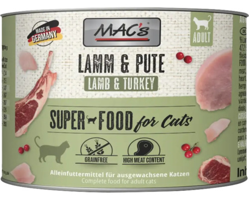 Mac's Katzenfutter Lamm und Pute für ausgewachsene Katzen