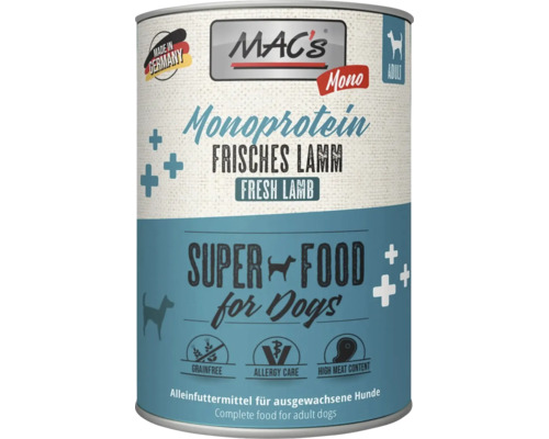 Mac's Monoprotein Hundefutter mit frischem Lamm für ausgewachsene Hunde