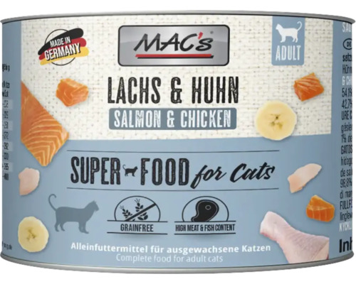 Mac's Katzenfutterdose mit Lachs und Huhn für ausgewachsene Katzen