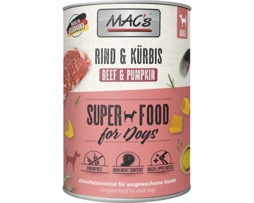 Mac's Hundenassfutter Rind und Kürbis für ausgewachsene Hunde