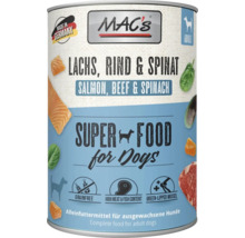 Mac's Hundenassfutter mit Lachs, Rind und Spinat für ausgewachsene Hunde