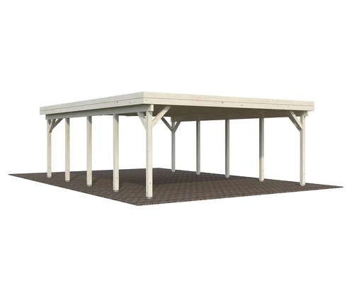 Holzcarport mit Flachdach und Stützpfosten