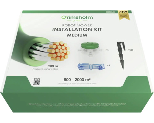 Grimsholm Installationskit Medium für Rasenroboter mit 200 m Signalkabel, 4 Anschlussklemmen, 4 Kabelverbindern und 300 Heringen