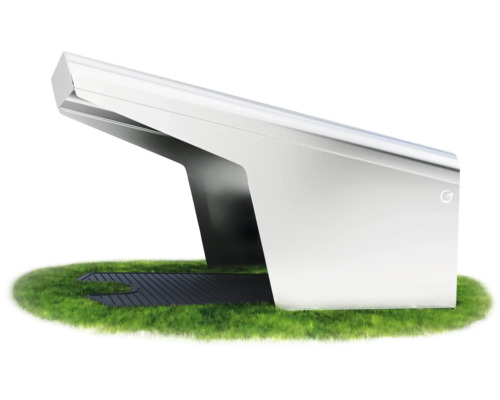 Mährobotergarage Grimsholm Magnelis Classic ( für Modelle mit Ladeplatte vorne) Metallunterstand auf Rasenfläche