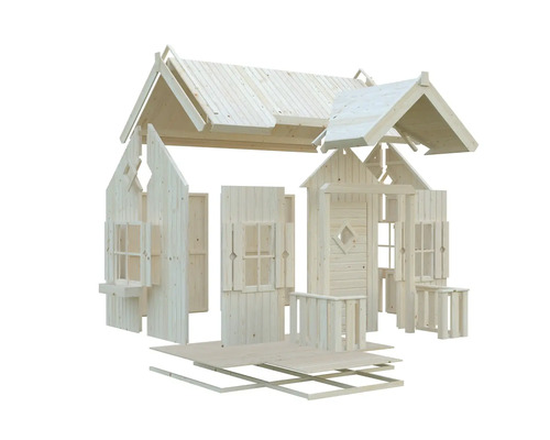 Holzspielhaus Bausatz mit Dach, Wänden und Boden