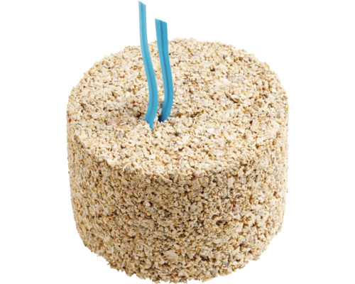 Runder Pflanzstein mit zwei blauen Bewässerungsanzeigern.