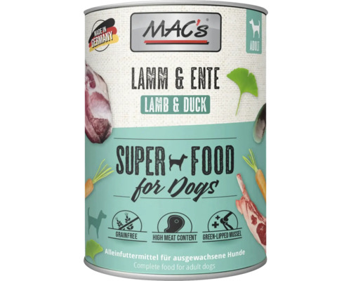 Mac's Hundenassfutter mit Lamm und Ente für ausgewachsene Hunde