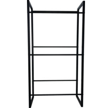 Schwarzes Metallregal mit drei Regalböden