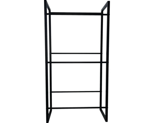 Schwarzes Metallregal mit drei Regalböden
