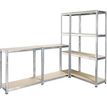 Regalsystem mit Metallrahmen und Holzregalböden