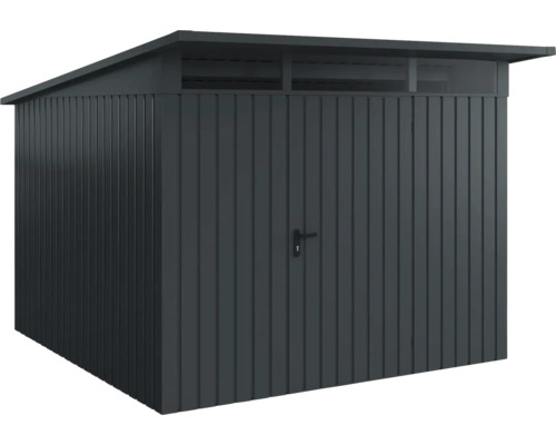 Geräteschuppen aus Metall mit Doppeltür und Oberlicht