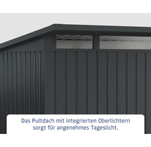 Pultdachgartenhaus mit integrierten Oberlichtern