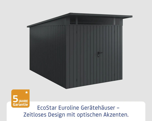 EcoStar Eurolinie Gerätehaus mit Flachdach und fünf Jahre Garantie