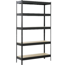 Schwerlastregal mit fünf Ebenen aus Metall und Holz