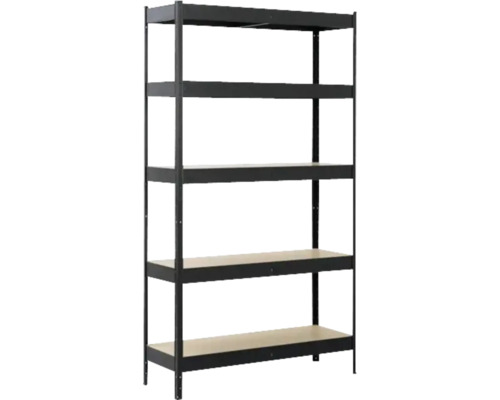 Schwerlastregal mit fünf Ebenen aus Metall und Holz