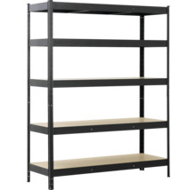 Schwarzes Metallregal mit fünf Regalböden