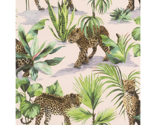 Tapete mit Leoparden- und Pflanzenmuster