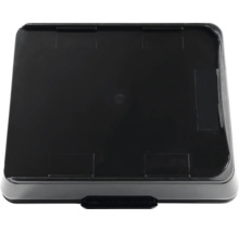 Schwarze Aufbewahrungsbox aus Kunststoff mit Deckel