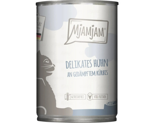 Mjamjam Katzenfutter Dose mit delikatem Huhn und Kürbis