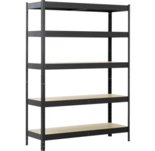 Schwarzes Metallregal mit fünf Regalböden zur Lagerung