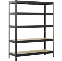 Schwarzes Metallregal mit fünf Ebenen