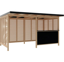 Holz Pavillon mit Lamellenwänden und Theke