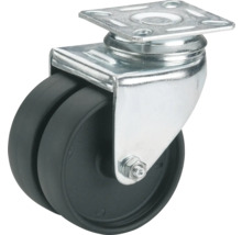 Lenkrolle mit zwei Rädern und Befestigungsplatte