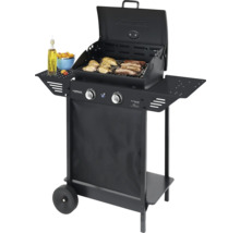 Gasgrill mit Grillgut und Ablageflächen