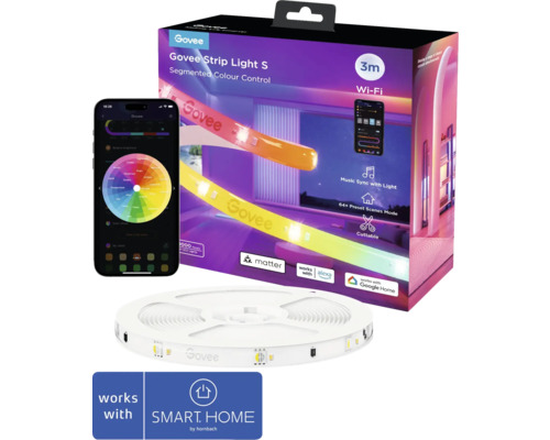Govee Strip Light S mit Segmentfarbsteuerung, 3 Meter Länge, WLAN-fähig, steuerbar per App und kompatibel mit Alexa und Google Home
