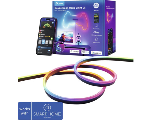 Govee Neon Seil Licht 2s zur individuellen Gestaltung mit WLAN Funktion, Musik Modus, RGBIC Lichteffekt und Sprachsteuerung