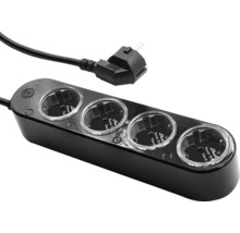 Steckdosenleiste mit vier Steckplätzen und Stecker