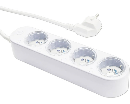 Steckdosenleiste mit vier Steckdosen und Stecker