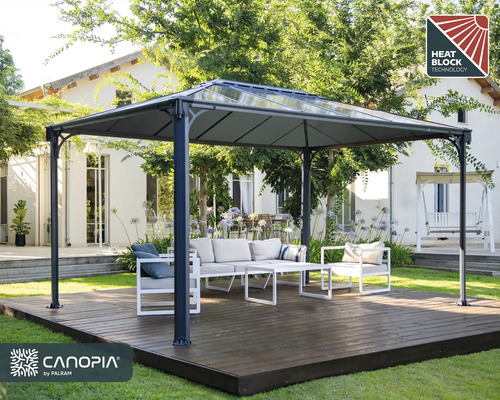 Pavillon mit Sitzgruppe und Heat Block Technology Siegel