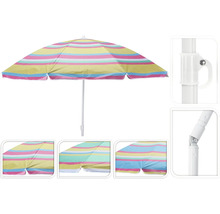 Strandsonnenschirm mit Streifenmuster und verstellbarem Knickgelenk