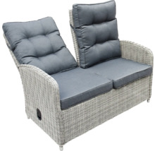 Zweisitzer Gartenlounge aus Polyrattan mit grauen Polstern
