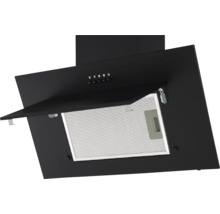 Schwarze Dunstabzugshaube mit offenem Fettfilter