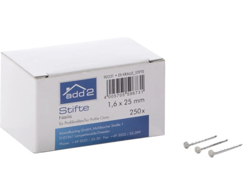 Schachtel Profilkrallenstifte, Größe 1,6 x 25 Millimeter, Inhalt 250 Stück