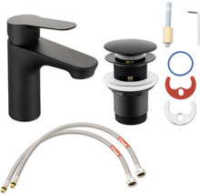 Waschtischarmatur mit Ablaufgarnitur und Zulaufschläuchen