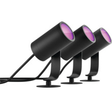 Drei schwarze Gartenstrahler im Set