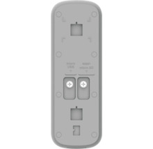 Rückseite eines elektronischen Geräts mit Markierungen für Micro-USB, Reset und Micro-SD sowie zwei Kreuzschlitzschrauben.