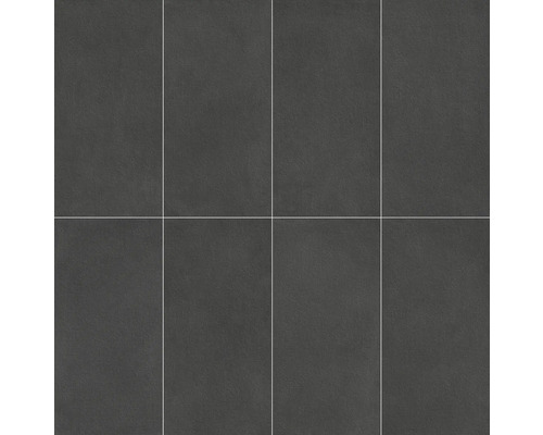 Rechteckige, dunkle Bodenfliesen aus Steinzeug, aneinandergereiht.